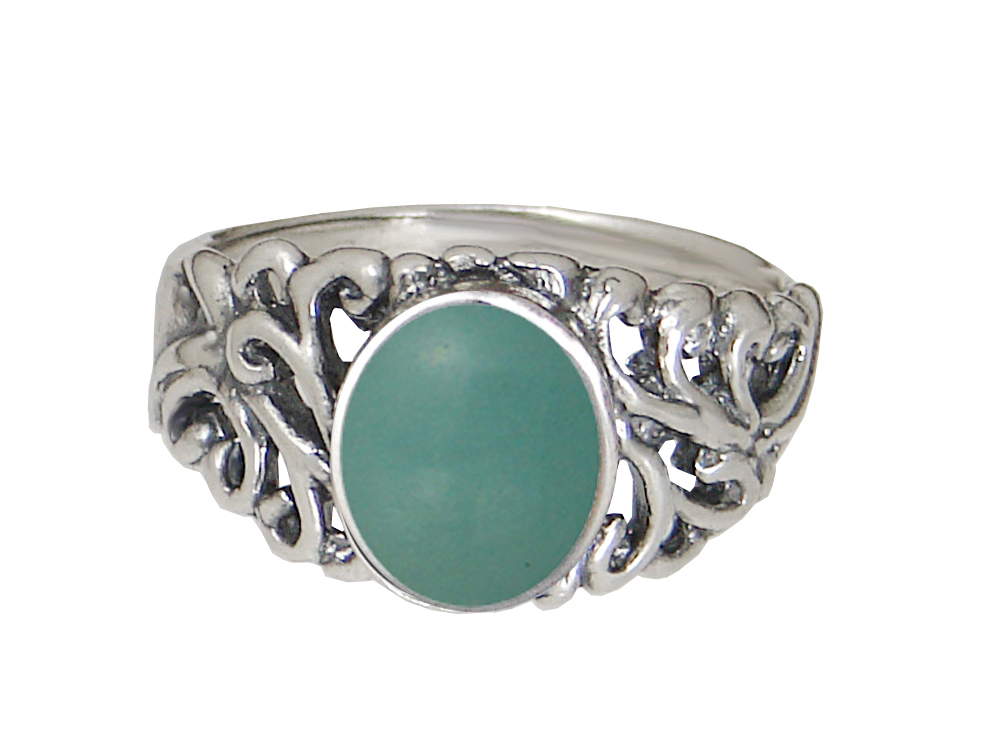 Sterling Silver Gemstone Ring With Aventurine Size 8